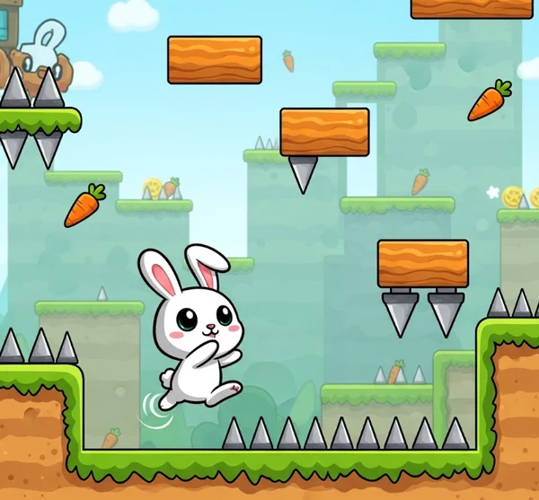 Personaje de Poor Bunny ejecutando una maniobra de salto doble avanzado
