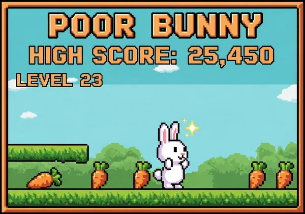 High score of 25,450 points on Poor Bunny Level 23.