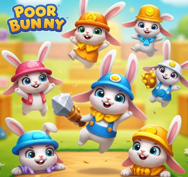 Variety of unlockable Poor Bunny skins showcase