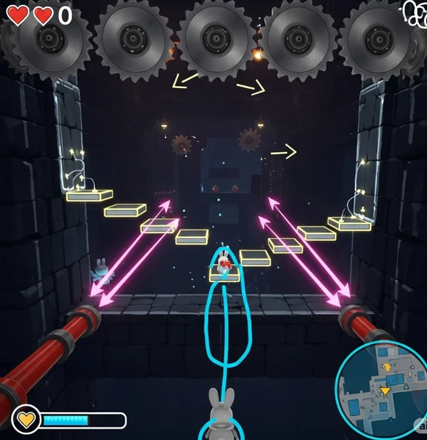 Analizando patrones de trampas en un nivel difícil de Poor Bunny