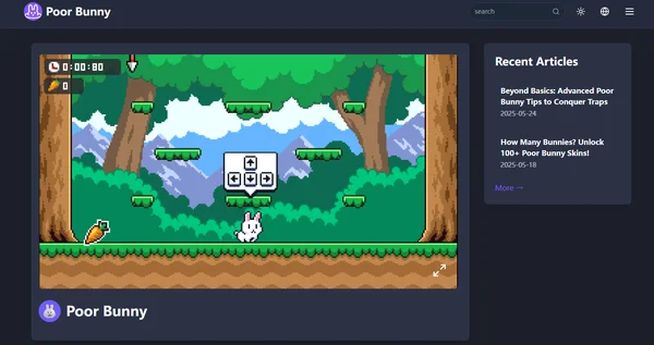 Tarayıcıda oynanan Poor Bunny engellenmemiş oyun aksiyonu.