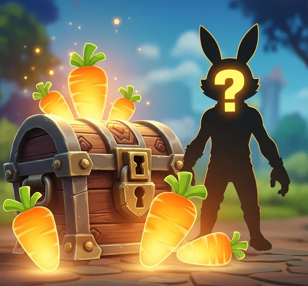 Poor Bunny havuçlarının oyun koleksiyon öğesi olarak bir çizimi.