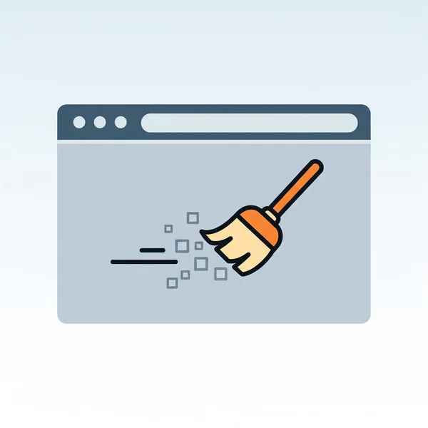 Browser icon with a brush clearing data symbol