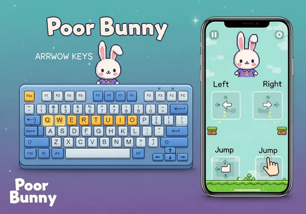 Poor Bunny game controls on desktop keyboard and mobile touch