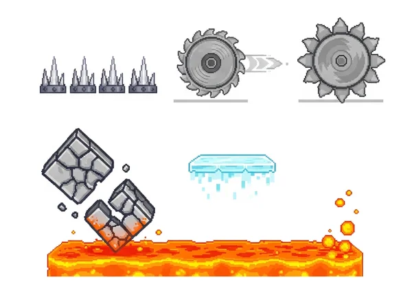 Different types of dangerous traps found in Poor Bunny game