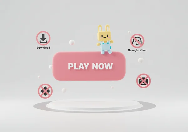 Instant play button for a no-download bunny game