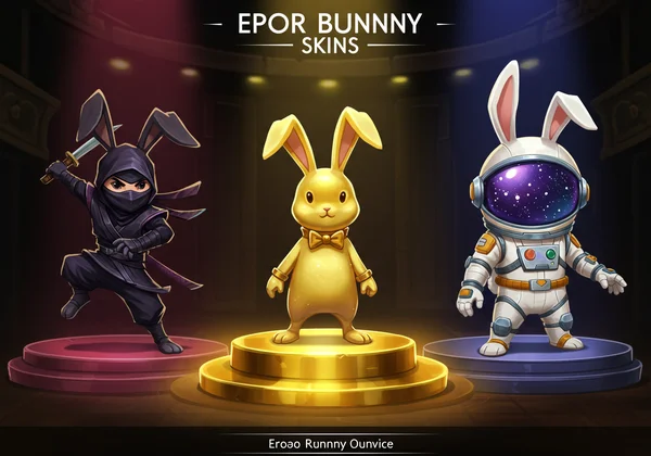 Showcase of rare Ninja, Astronaut, and Golden Bunny skins.