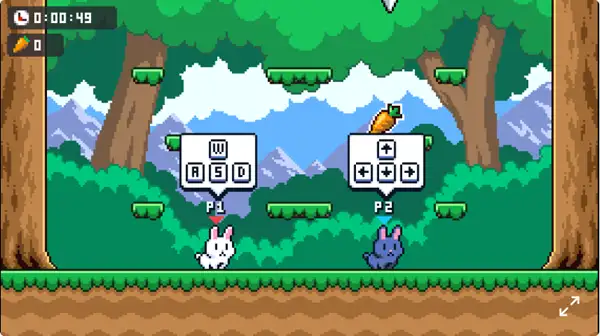 Multiplayer-lobby in Poor Bunny waarin spelers verbinding maken.